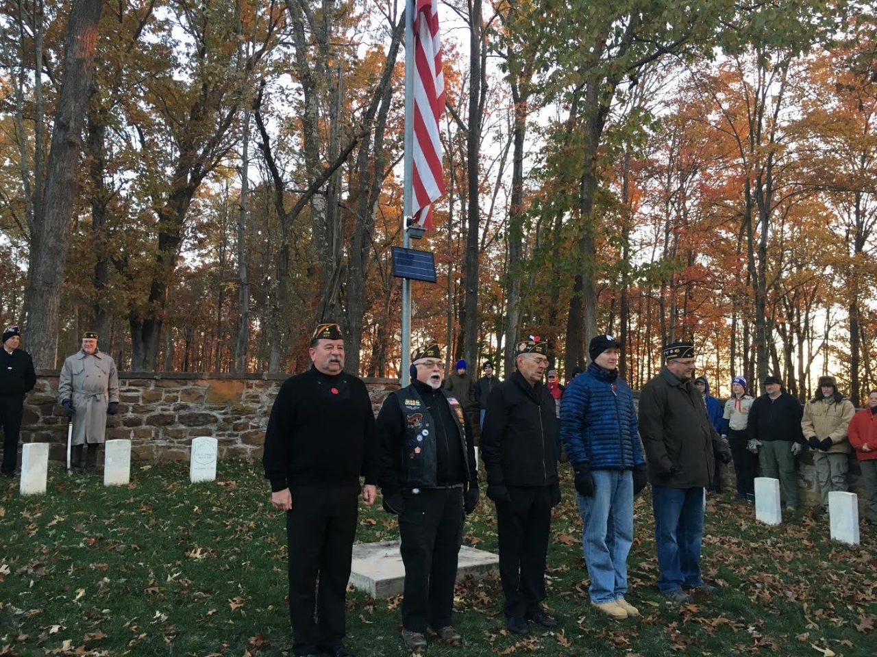 At the Veterans Day Sunrise Ceremony at Balls Bluff.