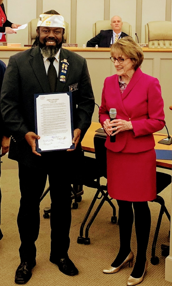 Commander Ray recognized by the Town of Leesburg for his contribution to civic activities and for being the first and only African American of west Indian origin to be post commander of the VFW Post 1177.