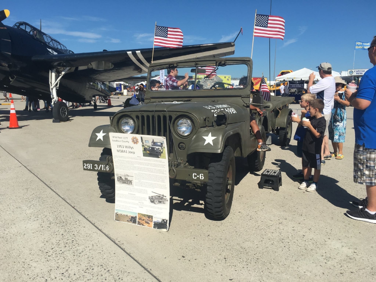 The Jeep was placed on the tarmac along with several aircraft